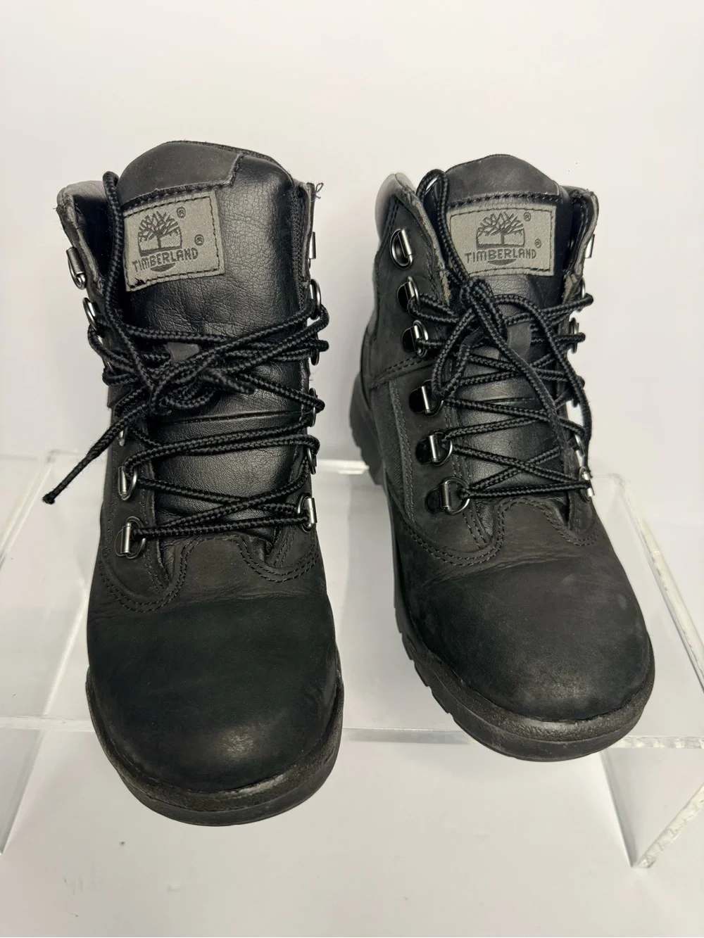 Timberland Black Lace-Up Leather Work Boots